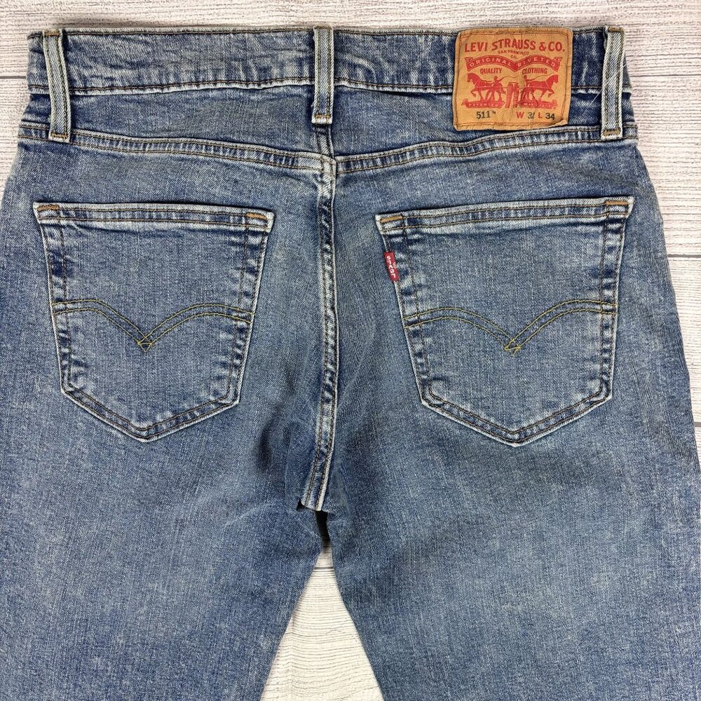 Levis Mens 511 Slim Fit Denim Jeans W32 L34 Medium Wash Cotton - Picture 4 of 16